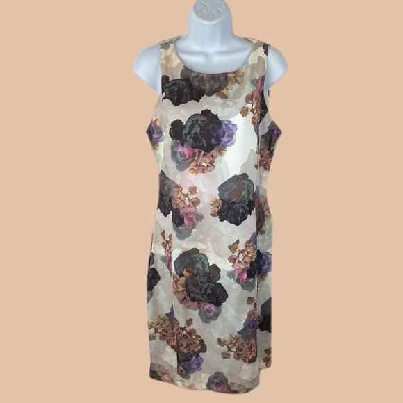 H&M Ivory Floral - Crew Neck -  Midi Bodycon Dress - Picture 1 of 5